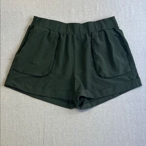 Zella Dark Green Athletic Shorts with Front Pockets